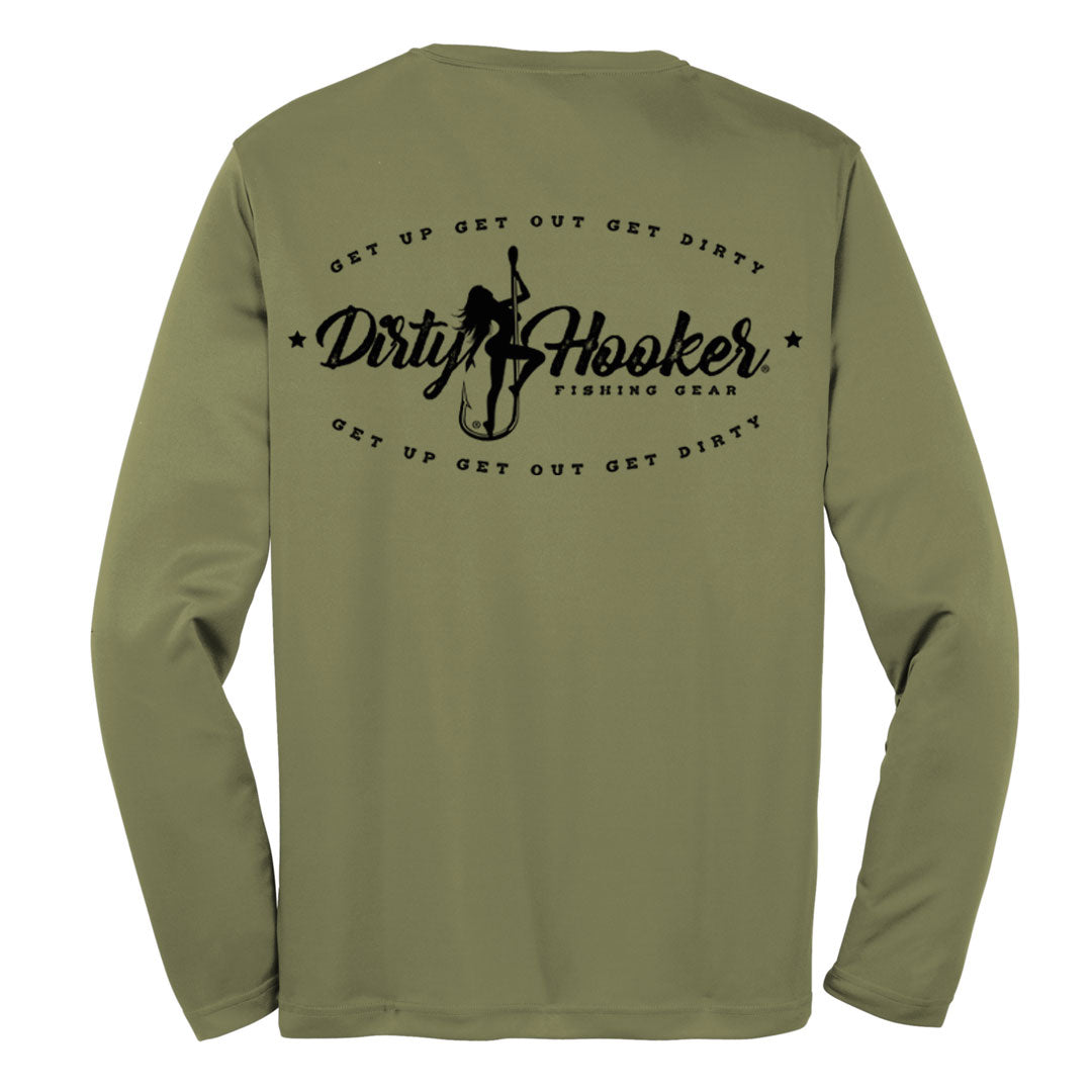 Dirty Hooker COMBO: Military Green Dry Fit with DH Vintage Black & Deluxe Military Green and Black Hat